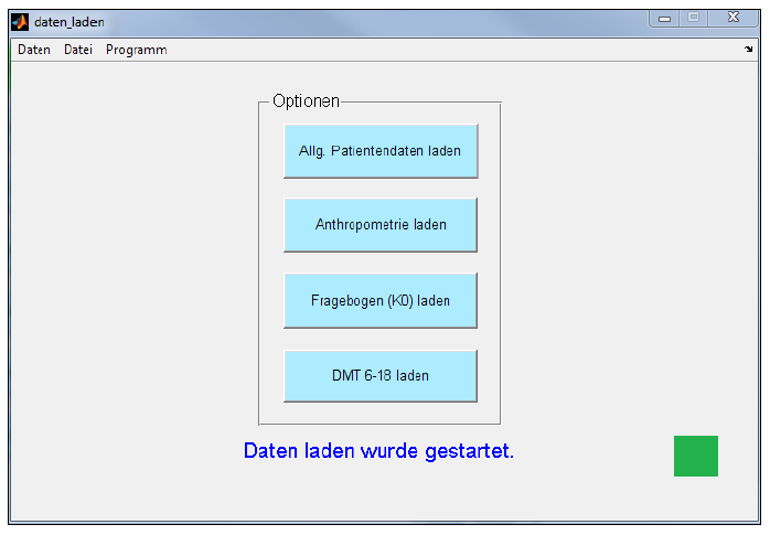 Software für individualisierte Sportberatungen - Screenshot von der Oberfläche zum Laden von Daten