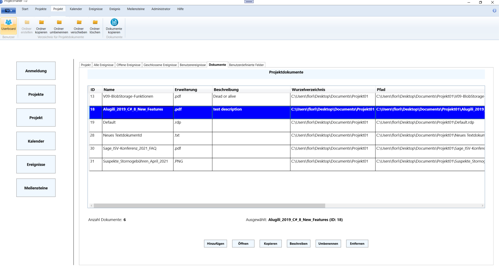 ProjectPlaner 1.0 - Dokumentenablage