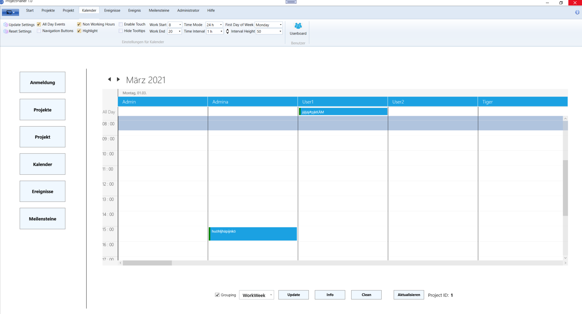 ProjectPlaner 1.0 - Outlook-ähnlicher Kalender